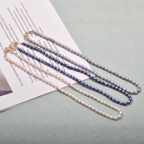 MultiColor Rice Freshwater Pearl Necklace - House Of Pearls